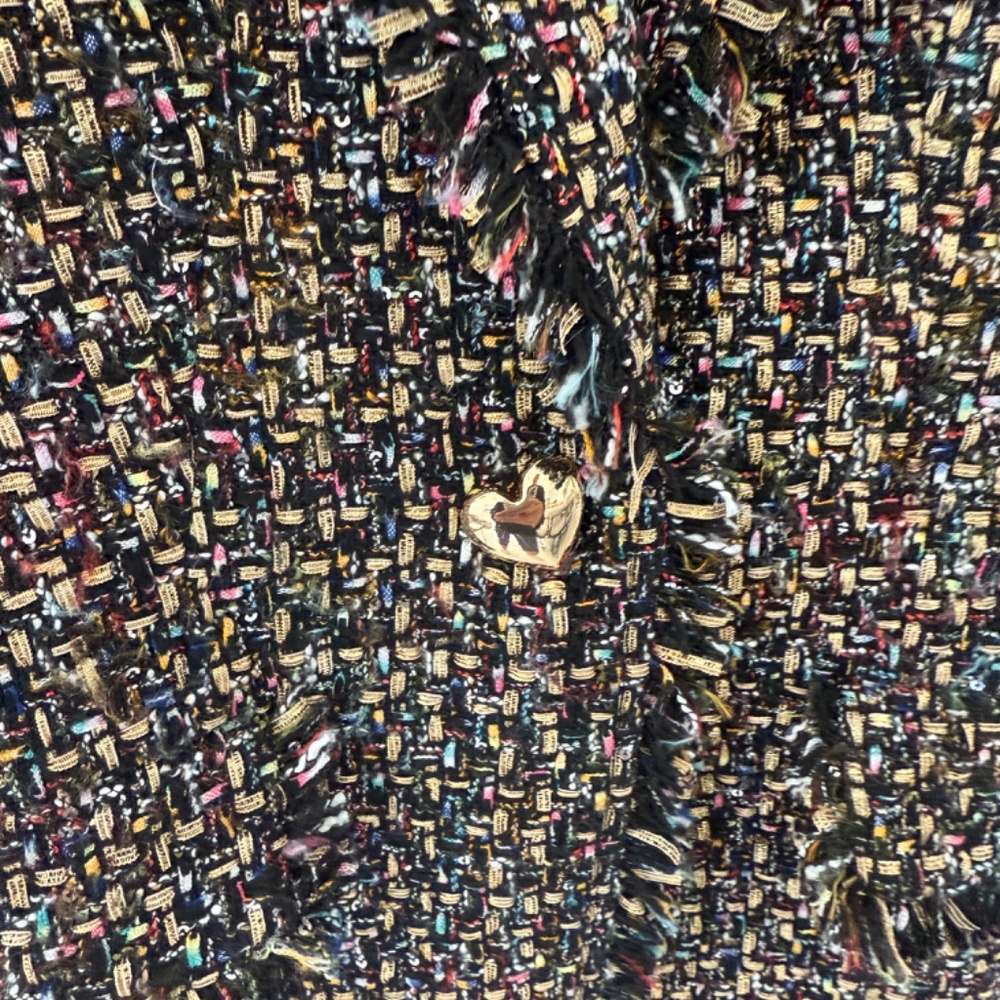 Cinq a Sept Khloe Tweed Blazer Multi Colored Heart Buttons Size 6 - Picture 6 of 15